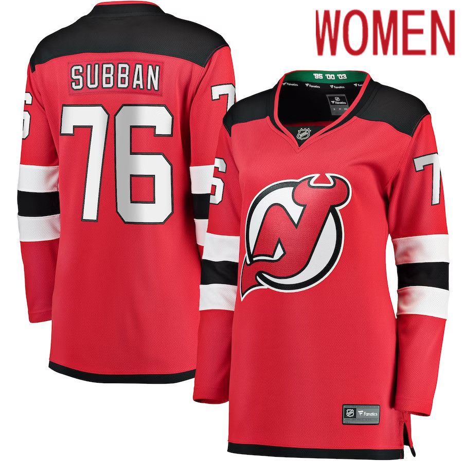 Women New Jersey Devils #76 P.K. Subban Fanatics Branded Red Premier Breakaway Player NHL Jersey
